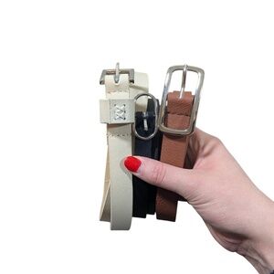 Bundle of Three Skinny Belts Size 1X Brown/Black/Tan